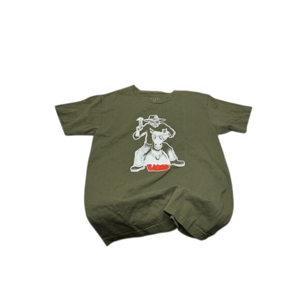 Baker Small Olive Green T Shirt Skeleton Cowboy Horse Graphic Tee